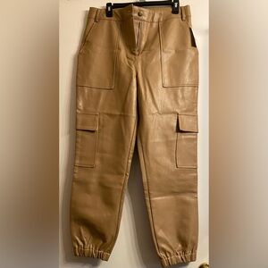 New Vylette sz Jr 13 Faux Leather Cargo Jogger Pants brown or tan new